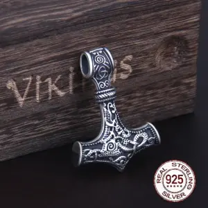 Collier Ras du Cou en Argent Sterling 925 avec Marteau de Thor pour Homme, Amulette Viking, Pendentif Scandinave, Bijoux Nordiques