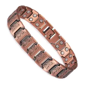 Vinterly-Bracelets magnétiques en cuivre pur pour hommes, bijoux viking vintage, bracelet large de 15mm, aimant élevé, arthly oto Instituts