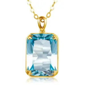 Szjinao aigue-marine collier pendentif pour femmes 14K or pendentifs pierres précieuses Rectangle Viking argent 925 bijoux cadeau de fiançailles