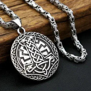 Collier nordique Viking Thor marteau en acier inoxydable, pendentif corbeau Odin pour hommes et femmes, amulette Unique, bijoux cadeau, livraison directe