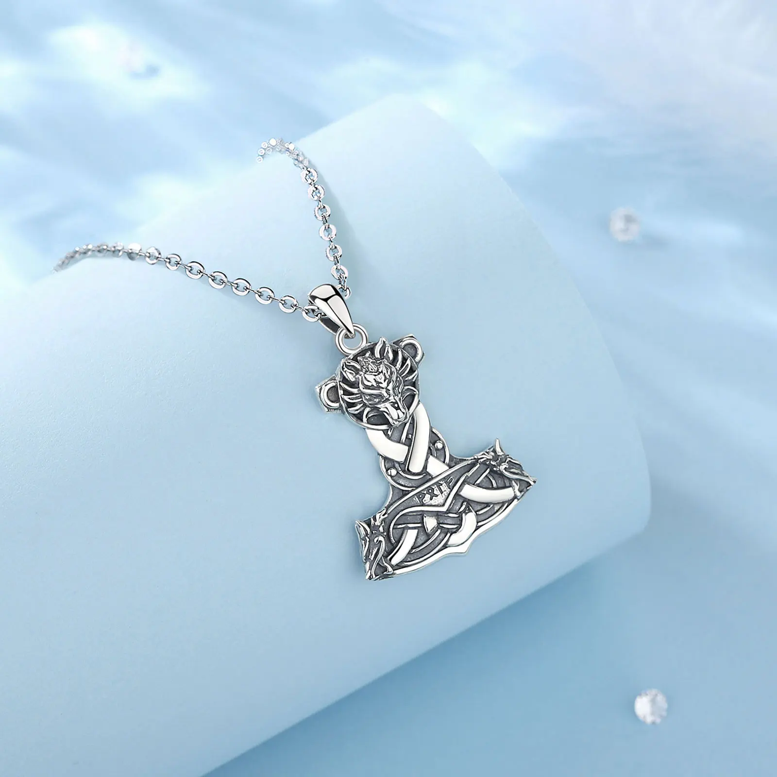 Eudora-Collier marteau Viking Thor en argent regardé 925 pour hommes et femmes, pendentif nœud celtique vintage, bijoux de personnalité, nouveau – Image 4