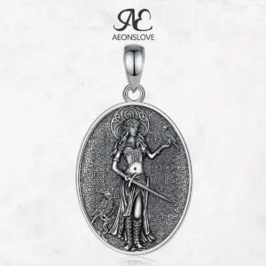 AEONSLOVE 925 argent Sterling Morrigan déesse collier Viking corbeau Triple spirale pendentif païen Wicca bijoux pour femmes hommes