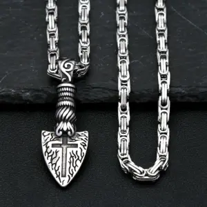 Pendentif pointe de lance viking 316L pour hommes et femmes, collier en acier inoxydable vintage avec runes nordiques, amulette, bijoux, cadeau, dropshipping