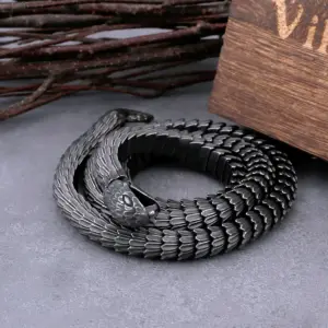 Collier Viking Ouroboros en acier inoxydable pour hommes, Punk gothique, serpent, mode motard, Vintage, bijoux à breloques, cadeau, vente en gros