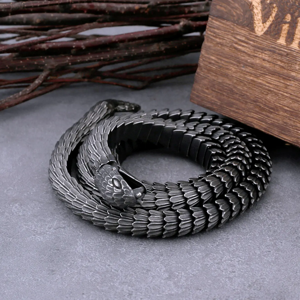 Collier Viking Ouroboros en acier inoxydable pour hommes, Punk gothique, serpent, mode motard, Vintage, bijoux à breloques, cadeau, vente en gros