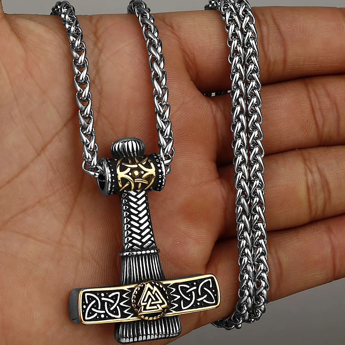Marteau de Thor Viking Original en acier inoxydable, plusieurs Styles, collier unisexe dominateur, pendentif, cadeau pour petit ami, vente en gros – Image 5