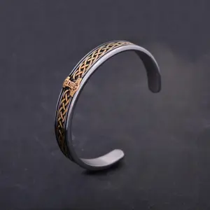 Bracelet marteau de Thor Viking nordique rétro, en acier inoxydable, ouvert, pour hommes et femmes, amulette Punk, bijoux, vente en gros