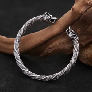 Bracelet tête de loup Viking Vintage pour hommes et garçons, Punk Hip Hop, en acier inoxydable, animaux ouverts, bijoux à la mode, cadeau, vente en gros