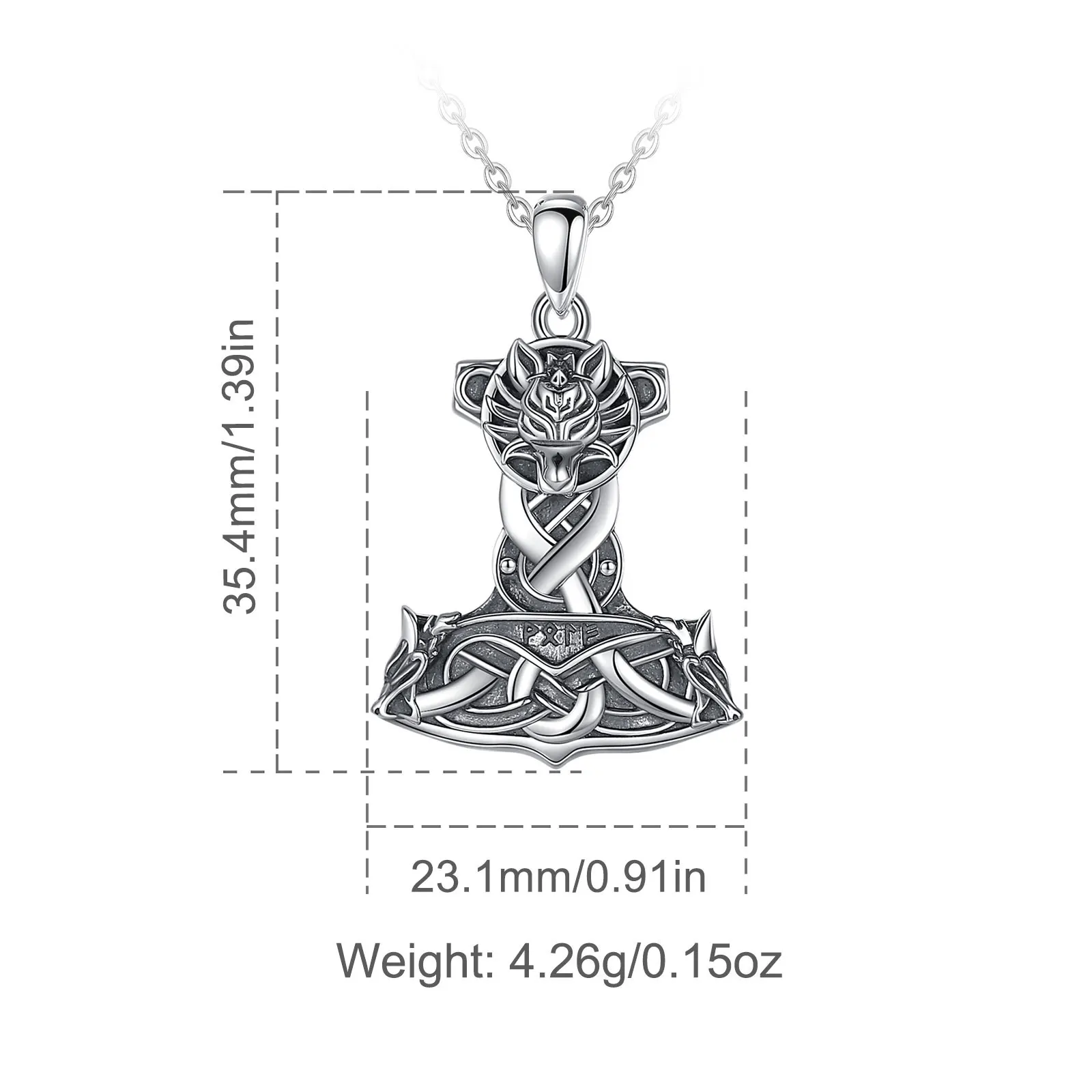 Eudora-Collier marteau Viking Thor en argent regardé 925 pour hommes et femmes, pendentif nœud celtique vintage, bijoux de personnalité, nouveau – Image 2
