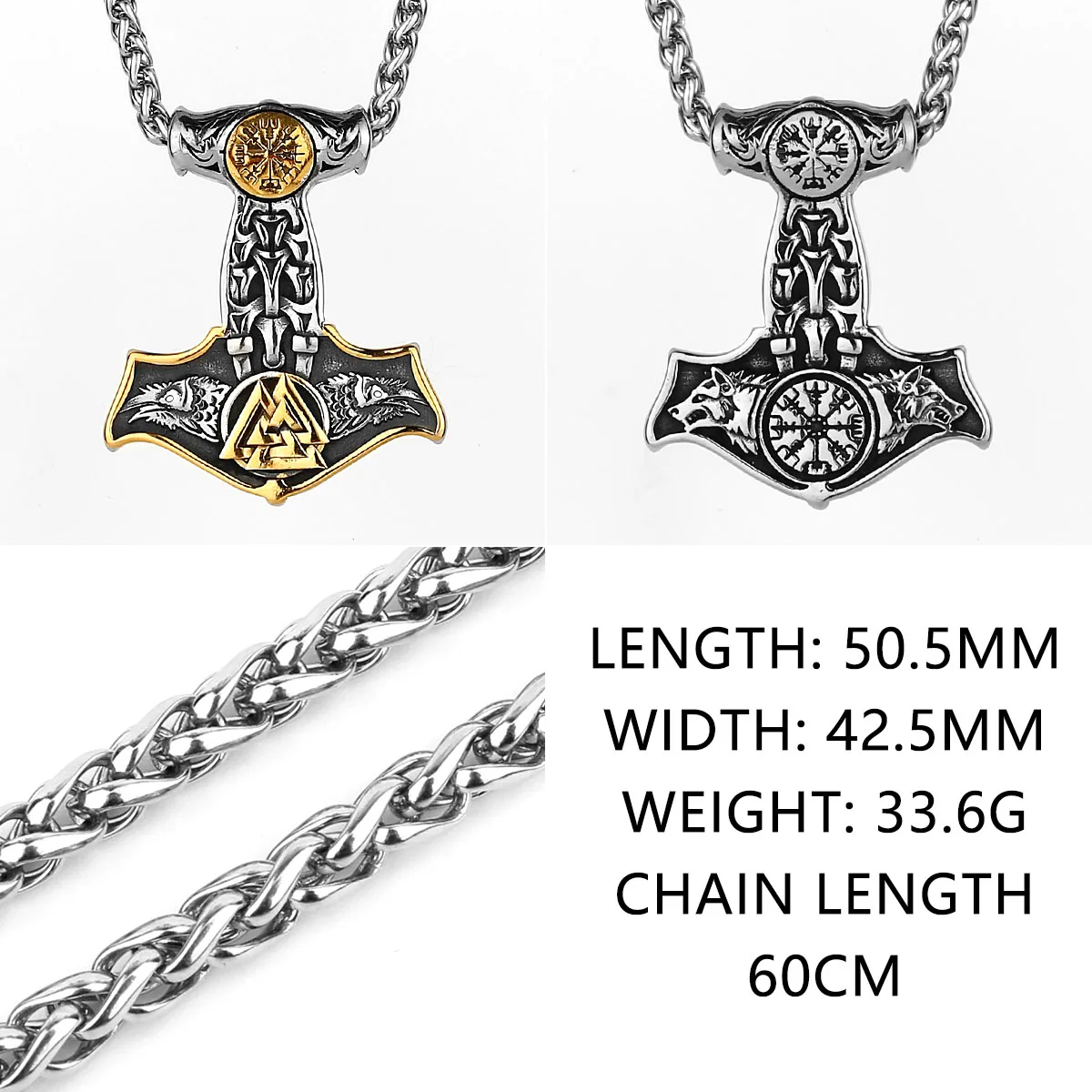 Marteau de Thor Viking Original en acier inoxydable, plusieurs Styles, collier unisexe dominateur, pendentif, cadeau pour petit ami, vente en gros – Image 2