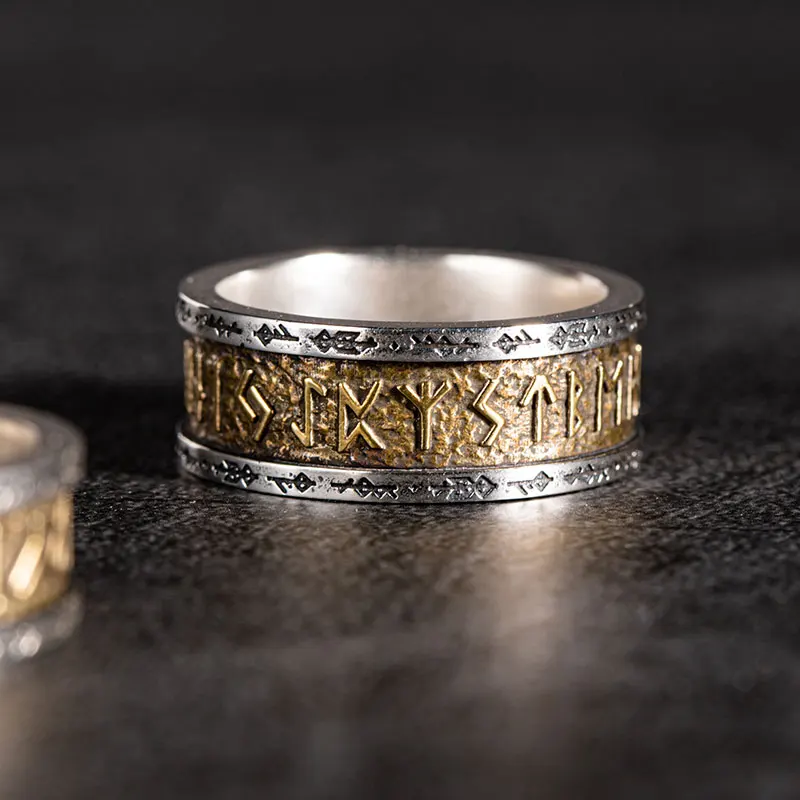 Bague en argent 925 avec Runes Viking nordiques, en cuivre soudé, à la mode, anneau d'index, bijoux – Image 2