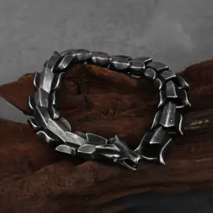 Bracelet Viking Vintage en acier inoxydable pour hommes, mode motard, Vikings nordiques, Dragon, amulette Odin, bijoux Ouroboros, cadeaux