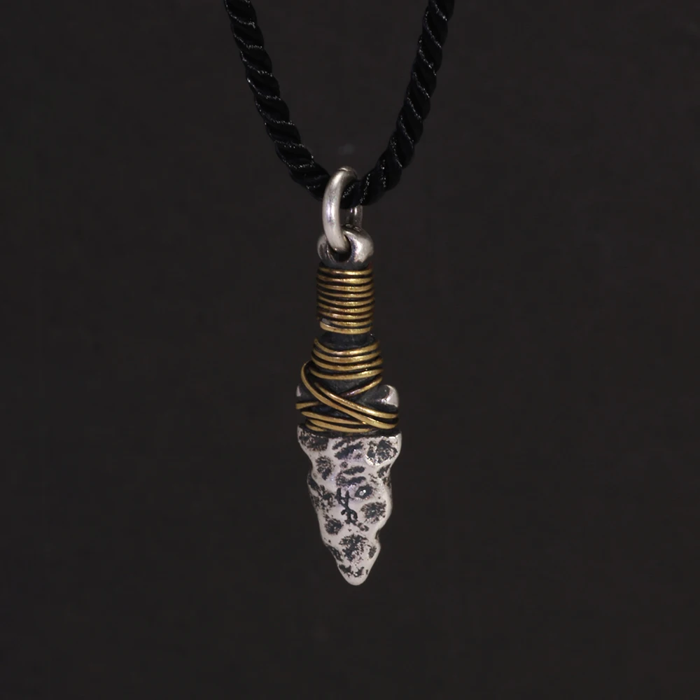 Pendentif de lance Viking en argent Sterling 925, pour hommes et femmes, fait à la main, fil de laiton enveloppé, accessoires de fabrication de bijoux – Image 5