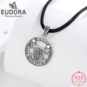 Eudora-Collier Bouclier Triangle en Argent Sterling 925 pour Homme, Pendentif Amulette Rune, Haches Viking Croisées, Bijoux Personnalisés, Cadeau