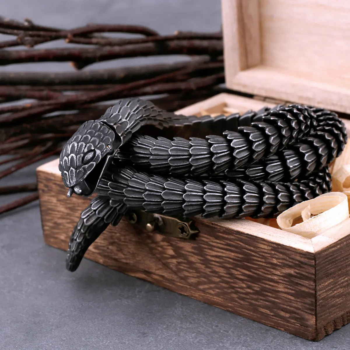 Collier Viking Ouroboros en acier inoxydable pour hommes, Punk gothique, serpent, mode motard, Vintage, bijoux à breloques, cadeau, vente en gros – Image 2