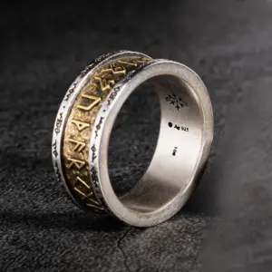 Bague en argent 925 avec Runes Viking nordiques, en cuivre soudé, à la mode, anneau d'index, bijoux
