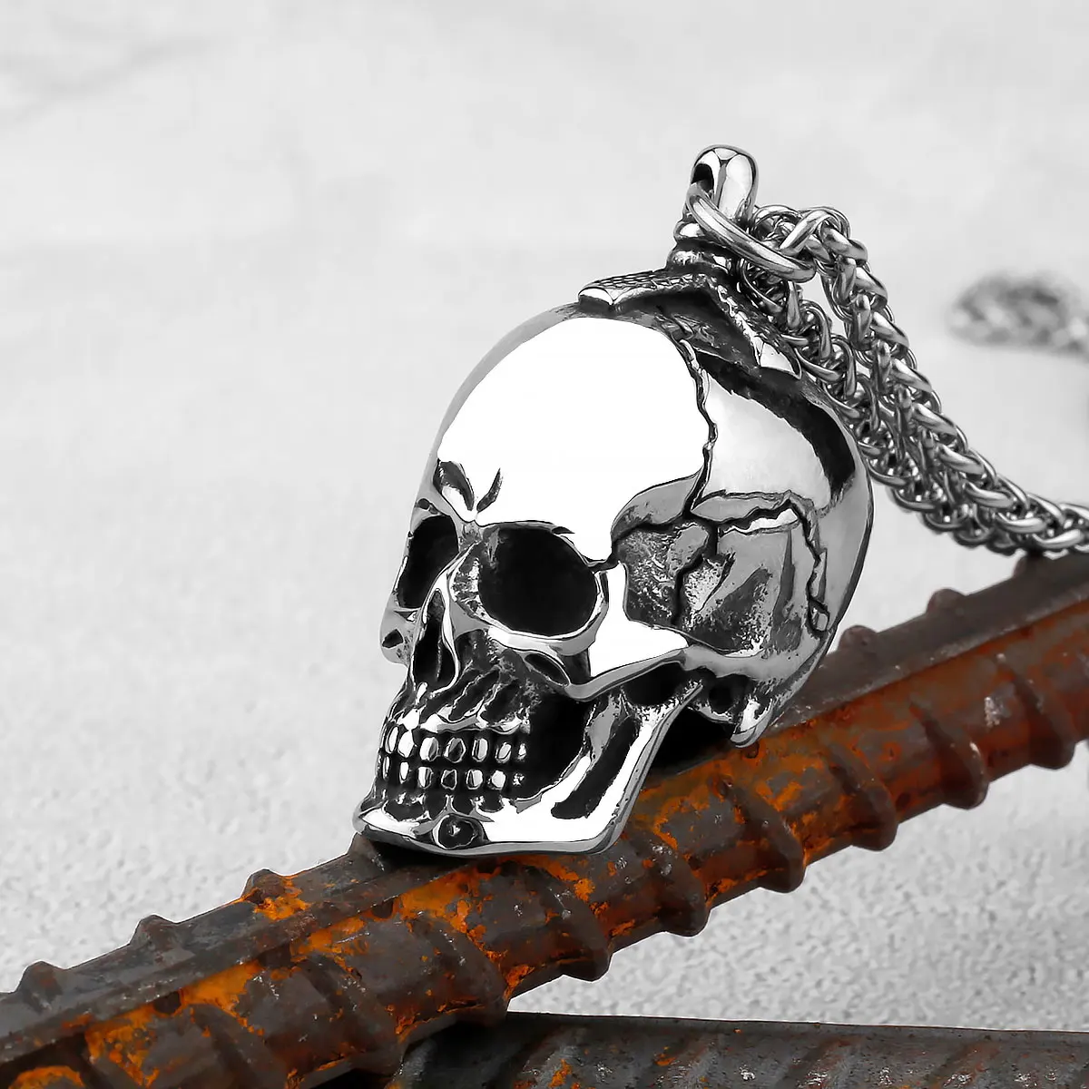 Collier Viking squelette en acier inoxydable pour hommes, Boutique créative, mode nordique rétro, Odin Valknut, pendentif, bijoux pour adolescents – Image 2