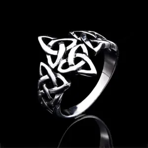 Bague en acier inoxydable pour hommes et femmes, bijoux nordiques Viking Triquetra, noeud celtique, argent, cadeau de travailleurs