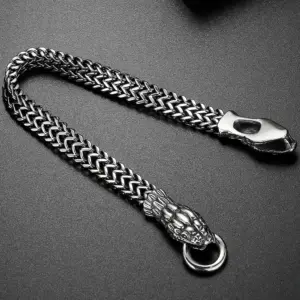 Bracelet pour homme en acier inoxydable, bracelet gothique en forme de serpent, longueur 18-22 cm, chaîne à maillons de 8 mm, bijoux pour poignet.