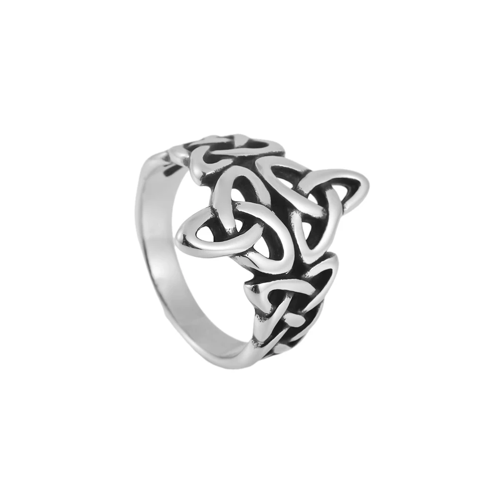 Bague en acier inoxydable pour hommes et femmes, bijoux nordiques Viking Triquetra, noeud celtique, argent, cadeau de travailleurs – Image 6