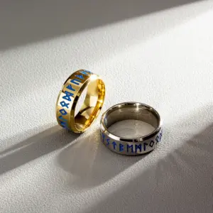 Bague viking nordique en acier inoxydable pour homme, bague runes groodin, amulette rétro, bijoux