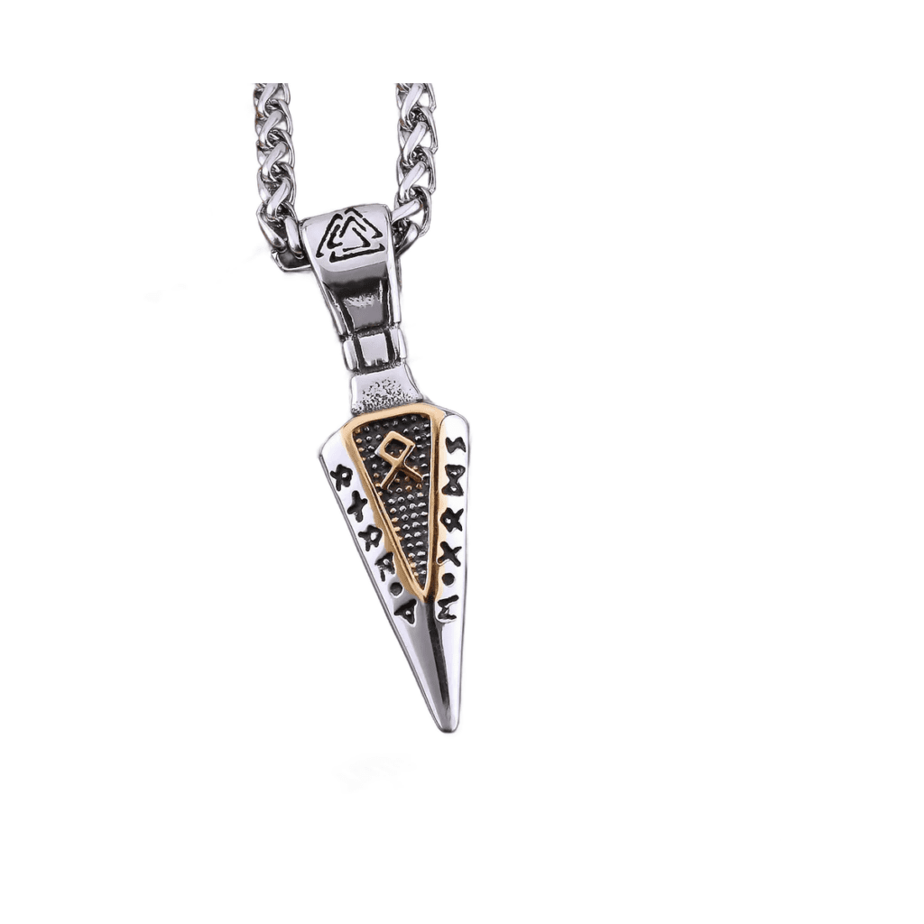 Collier pendentif lance runique acier