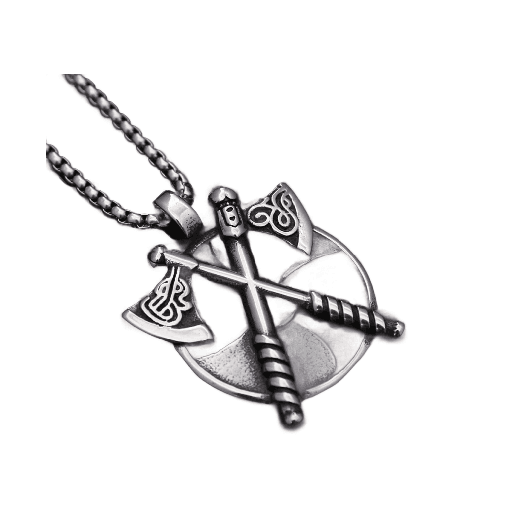 Collier viking double hache vintage