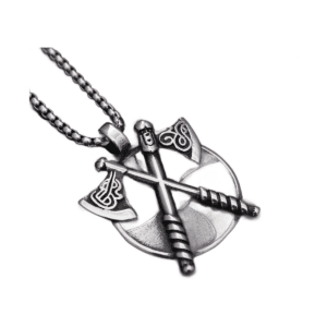 Collier viking double hache vintage