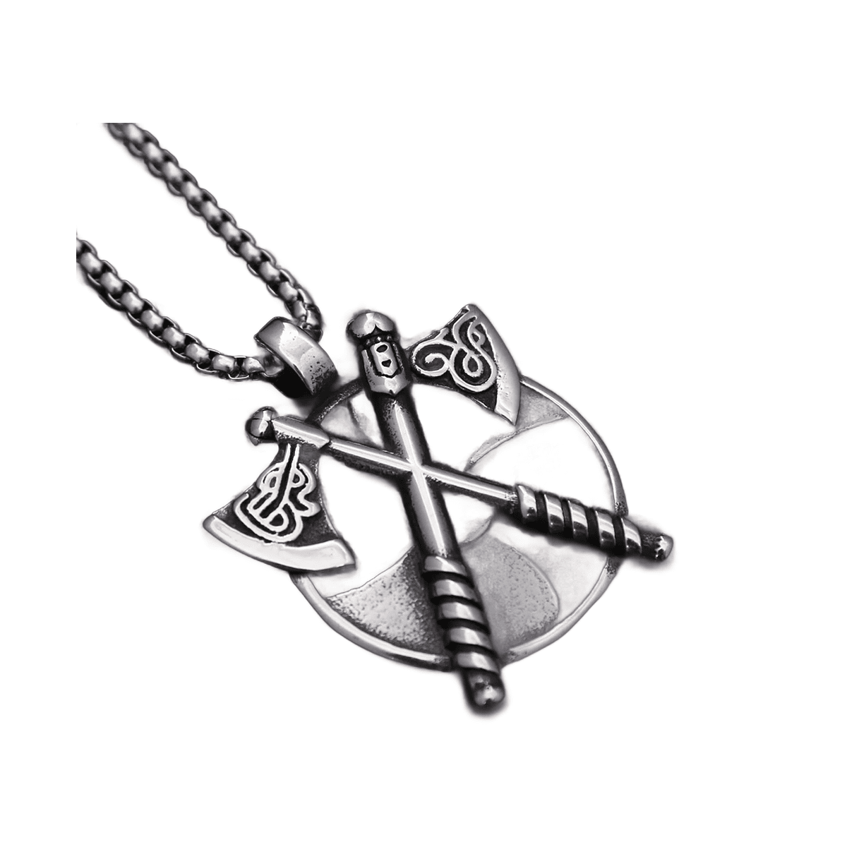 Collier viking double hache vintage