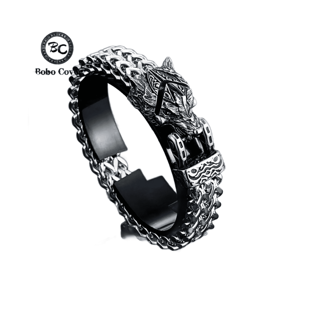 Bracelet viking acier inoxydable loup ours