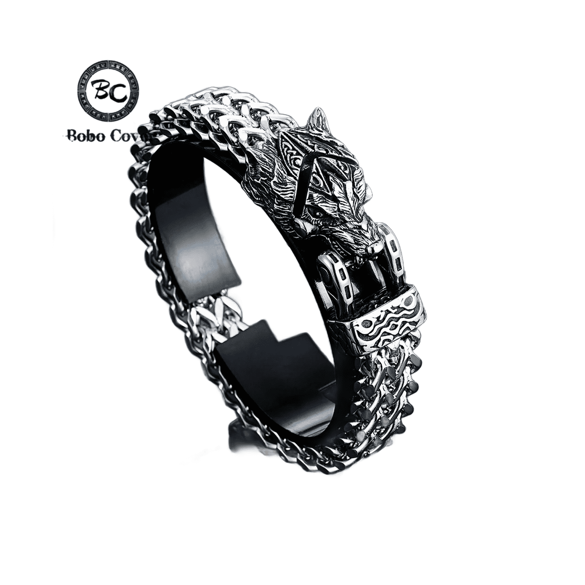 Bracelet viking acier inoxydable loup ours