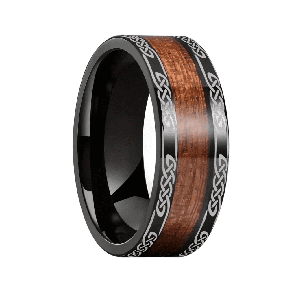 Bague viking en bois de Koa et acier