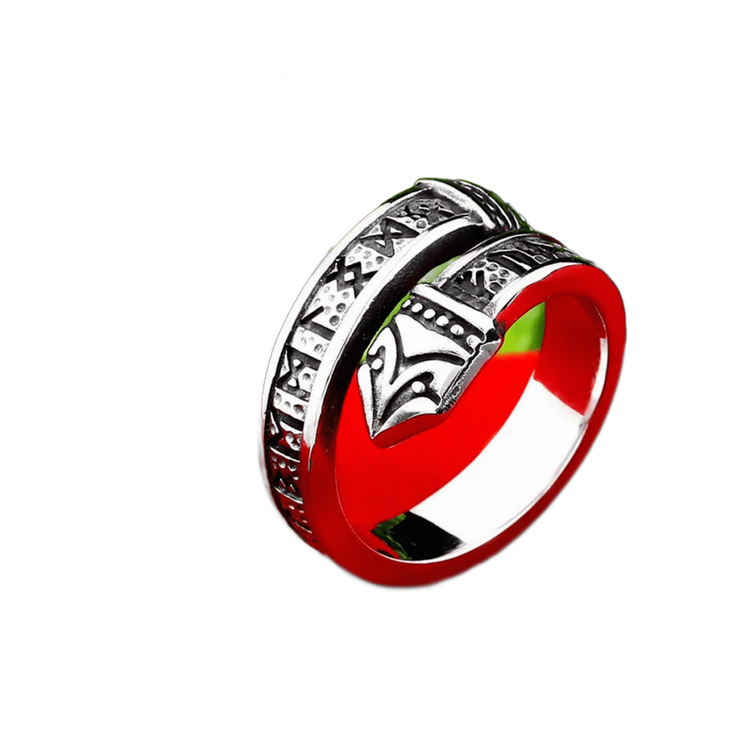 Bague homme acier inoxydable runes vikings
