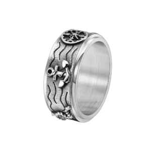 Bague Spinner Acier Titane Boussole Antique