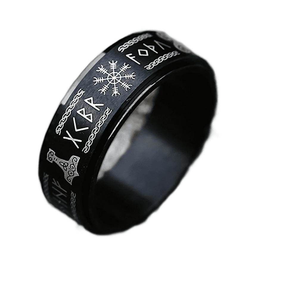 Bague Viking Acier Inoxydable Rune Rotative
