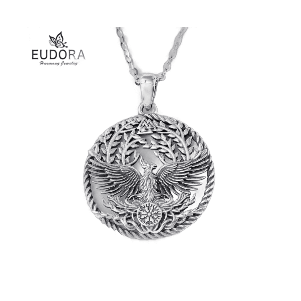 Collier pendentif phénix Viking argent 925