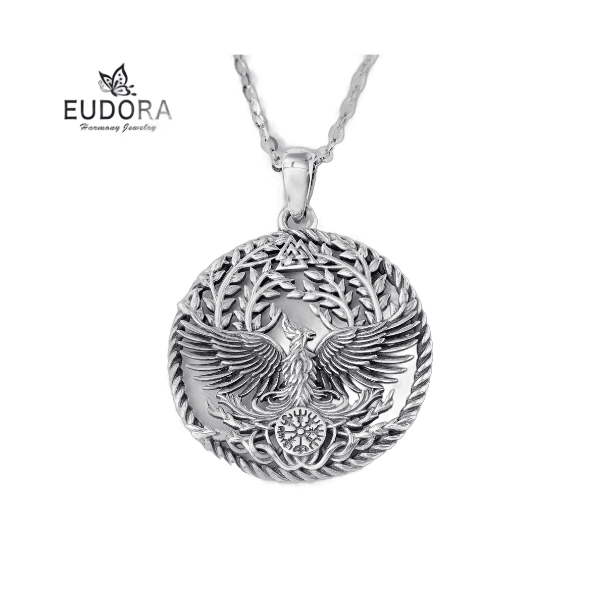 Collier pendentif phénix Viking argent 925