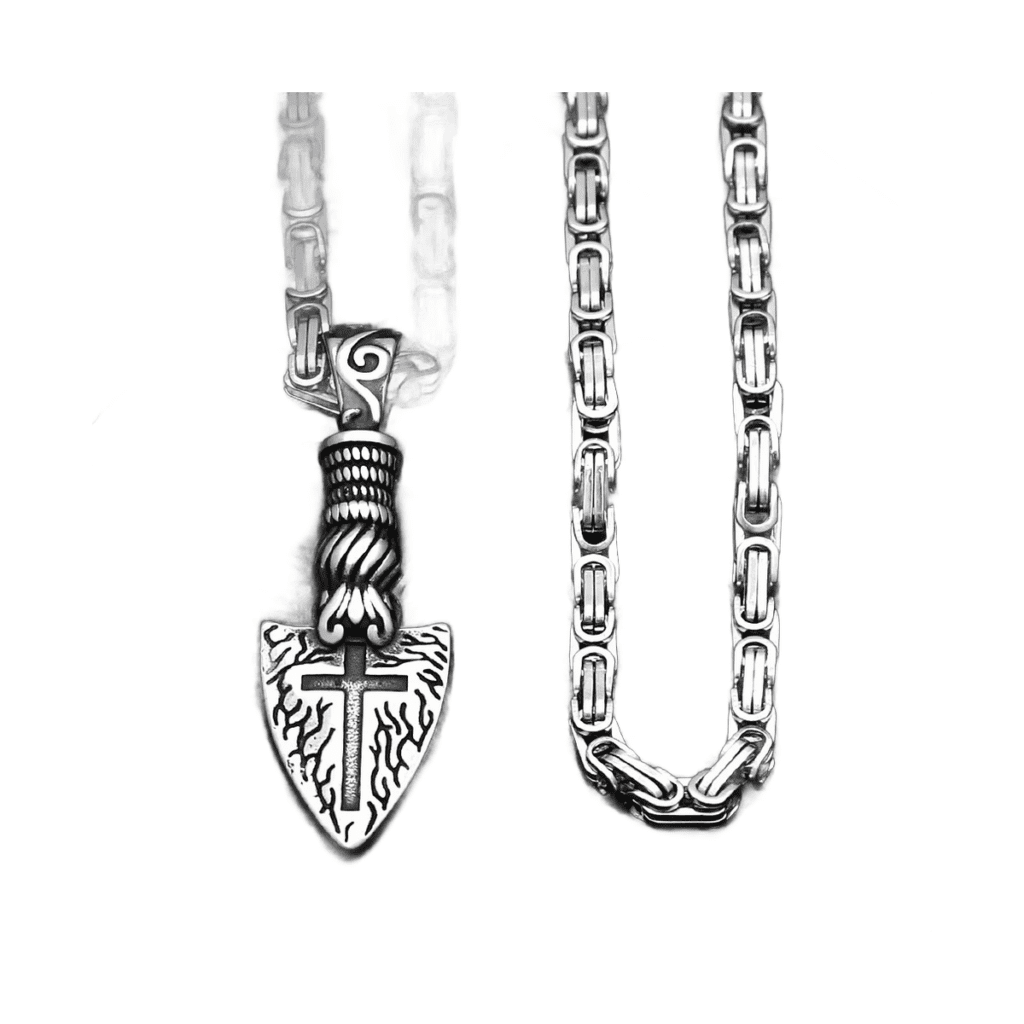 Pendentif viking lance acier 316L runes
