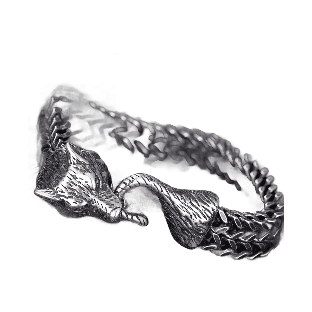 Bracelet homme tête de loup acier inoxydable – Image 3