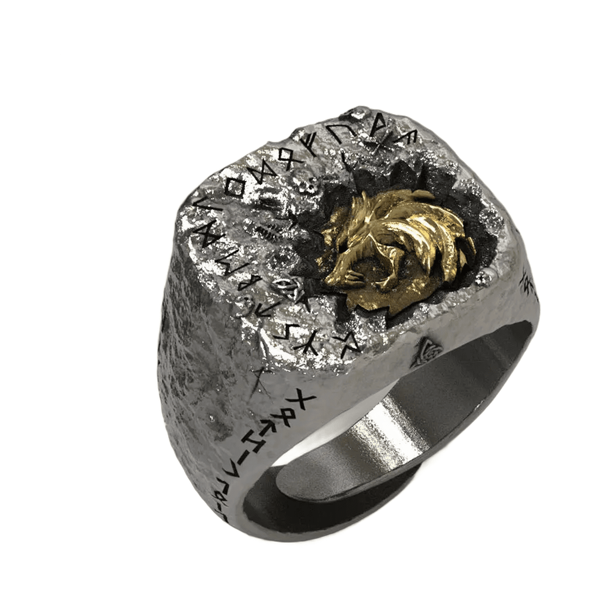 Bague loup Viking argent 925 rune nordique – Image 2