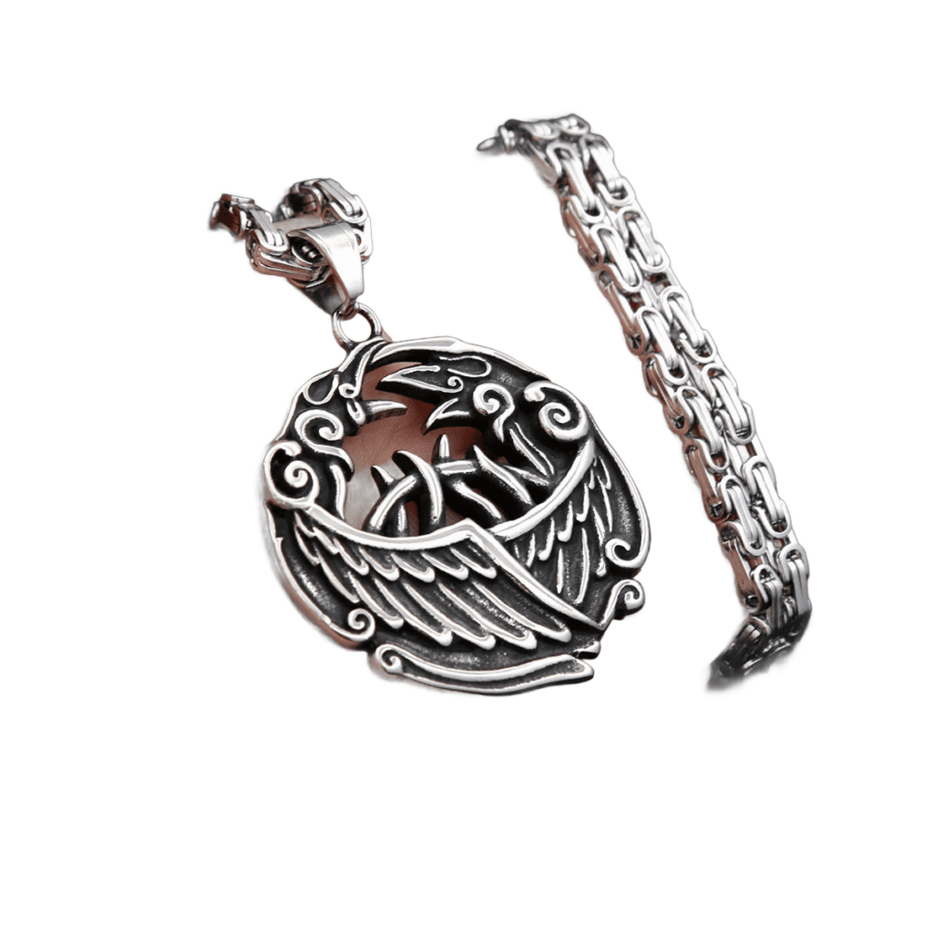 Pendentif corbeau viking Odin acier inoxydable