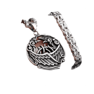 Pendentif corbeau viking Odin acier inoxydable