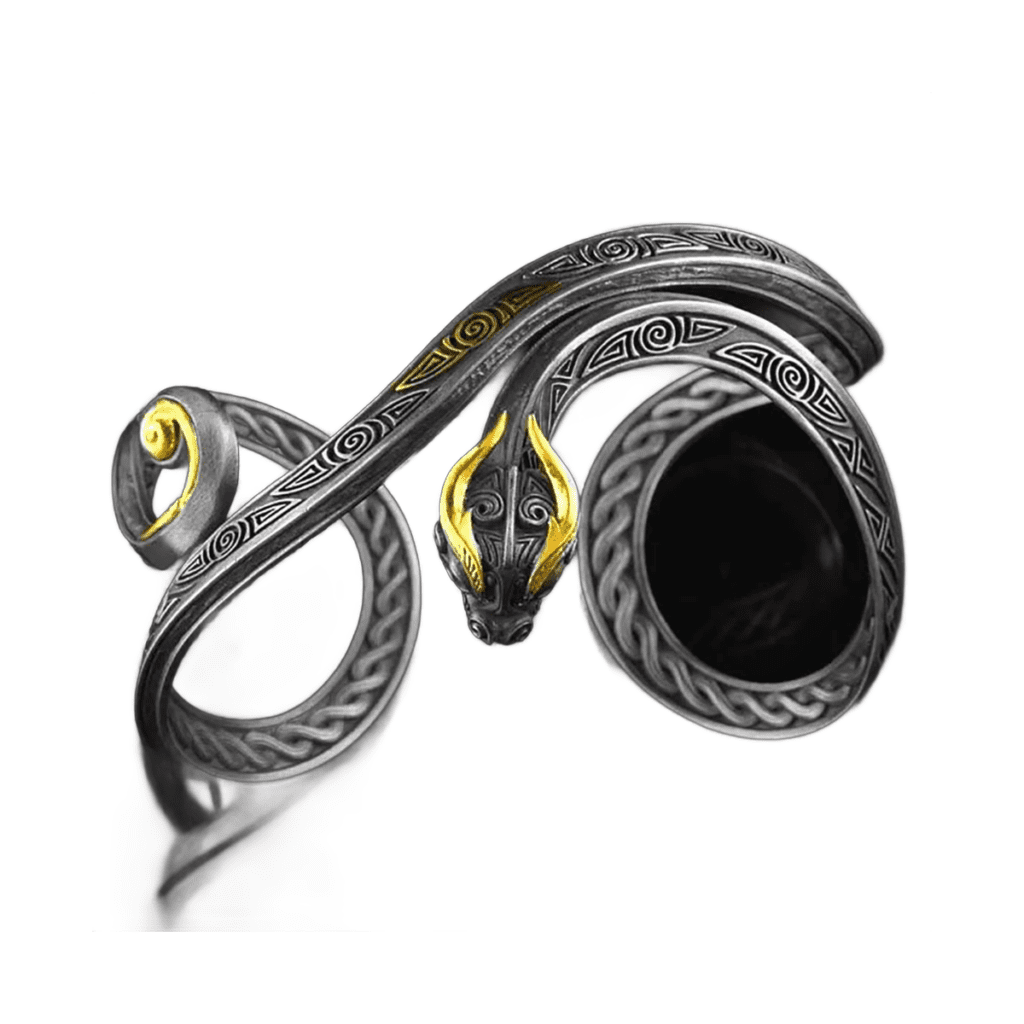 Bracelet Dragon Viking Sculpté Réglable