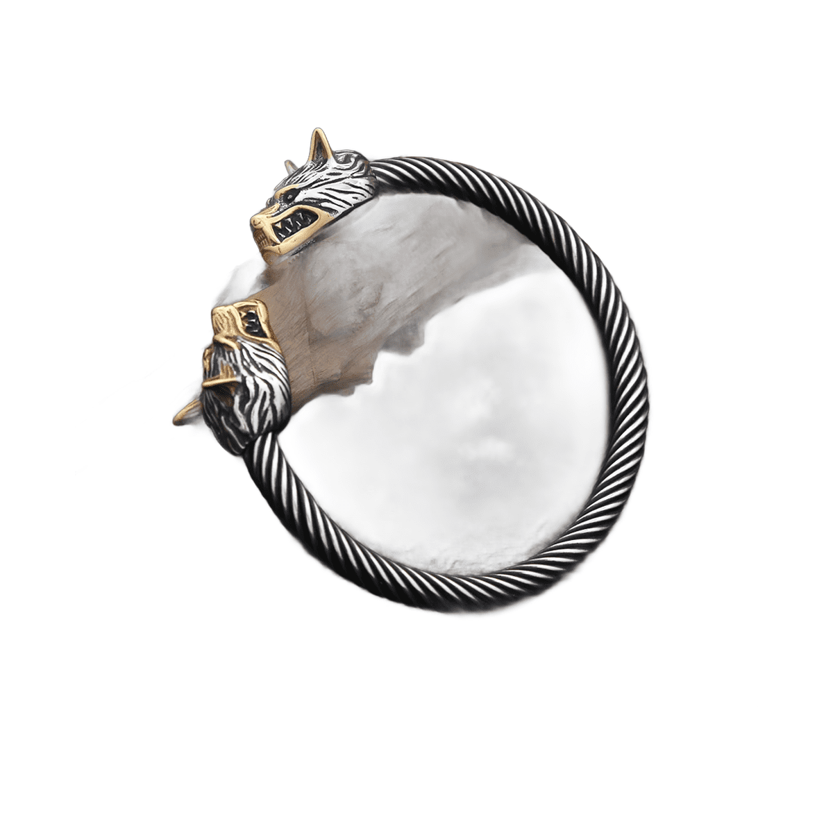 Bracelet Double Tête de Loup Acier – Image 3