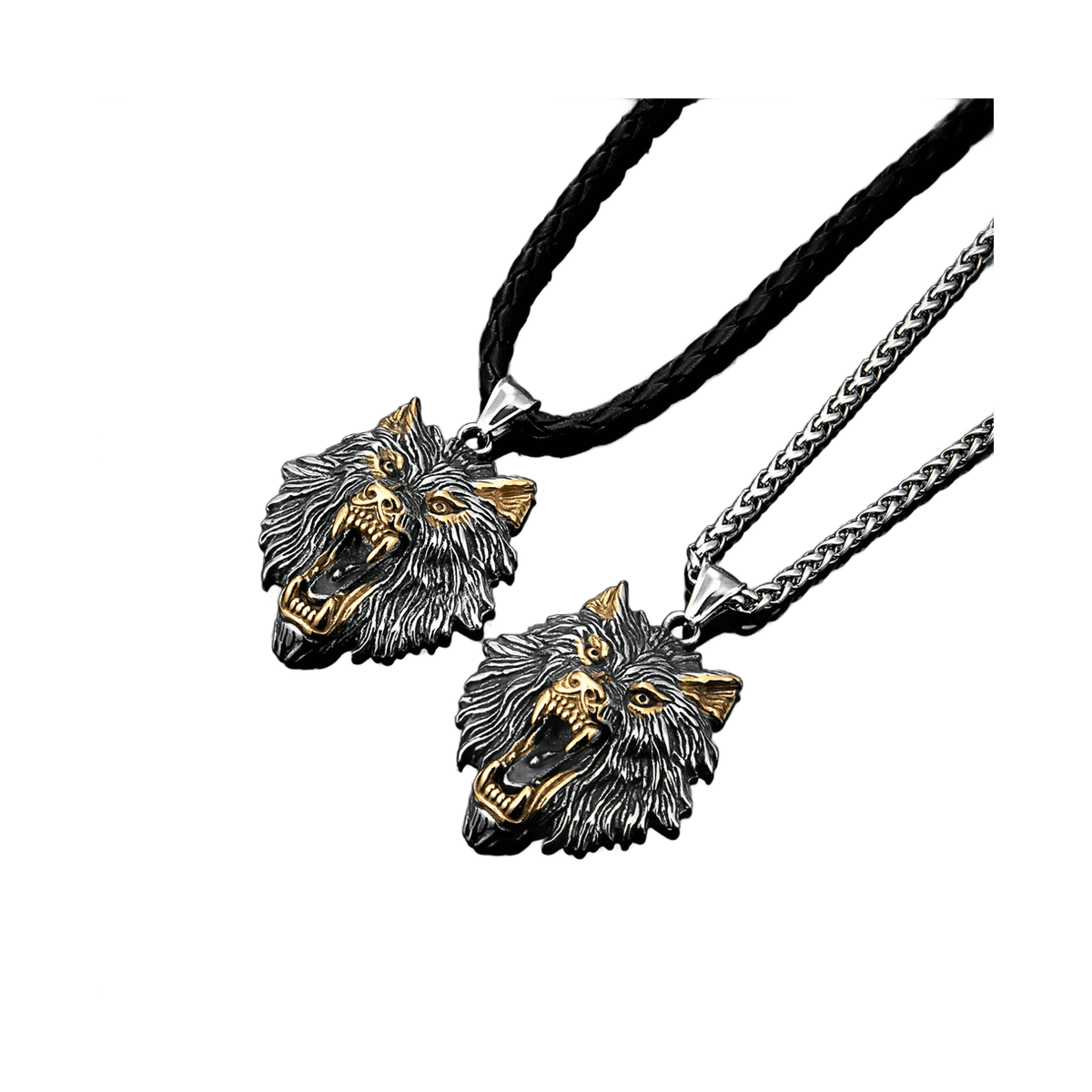 Collier loup Odin acier inoxydable or – Image 3