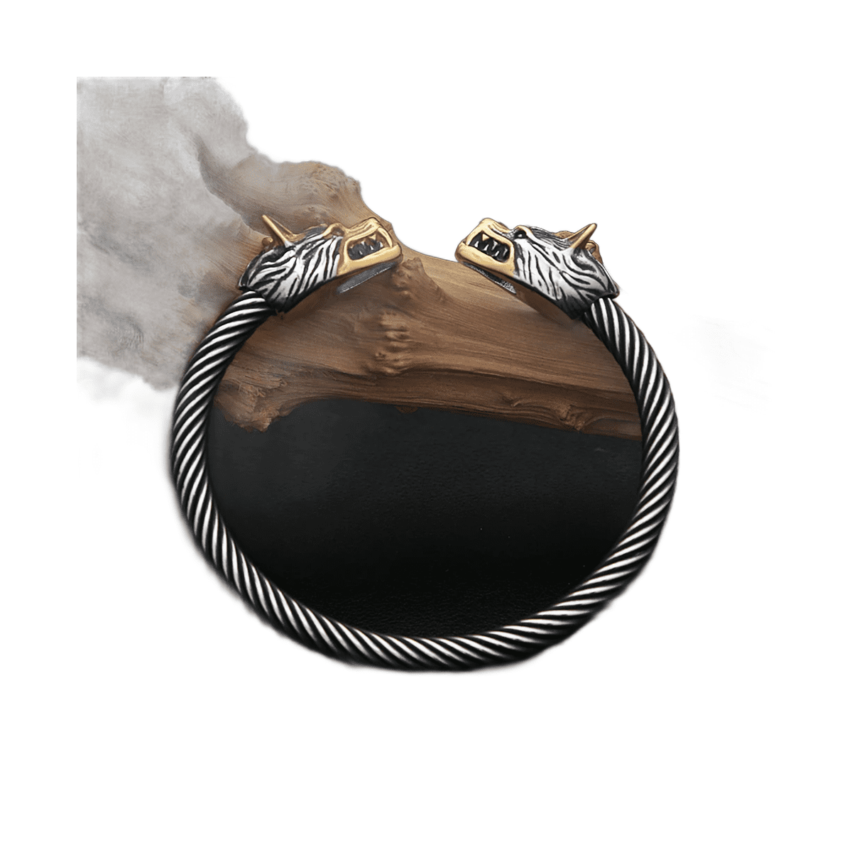 Bracelet Double Tête de Loup Acier – Image 6