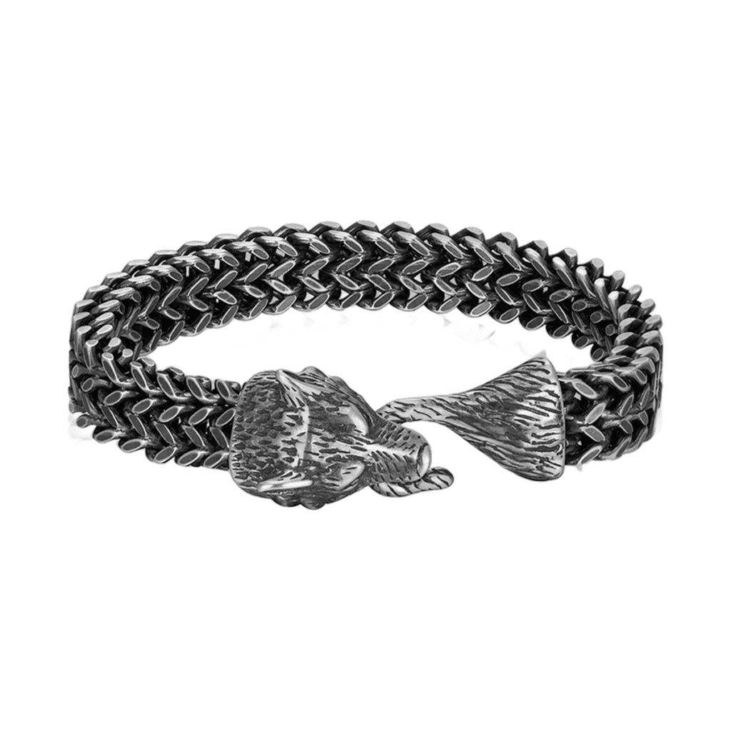 Bracelet homme tête de loup acier inoxydable