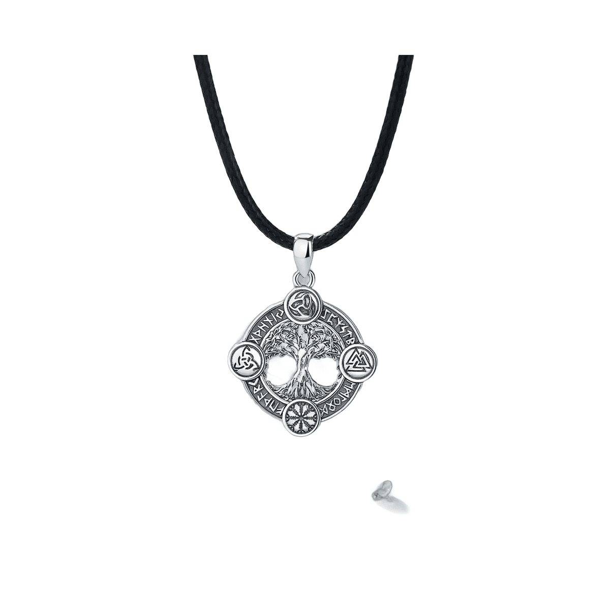 Collier Argent Yggdrasil Runes Nordiques – Image 3
