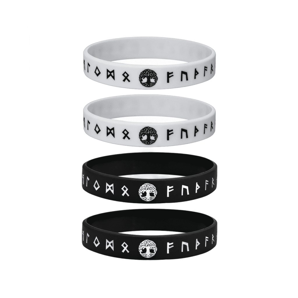 Bracelet arbre de vie runes vikings noir blanc