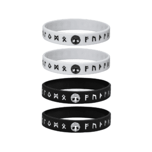 Bracelet arbre de vie runes vikings noir blanc